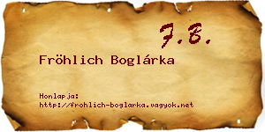 Fröhlich Boglárka névjegykártya
